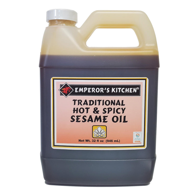 SESAME OIL, HOT AND SPICY, EMPERORS KITCHEN ASIAN PANTRY ESSENTIALS 32 OZ