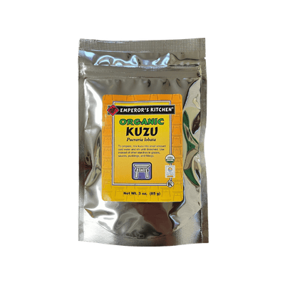 Kuzu, (JAPANESE ARROWROOT), usda organic, starch cooking powder, substitute for arrowroot or cornstarch, kosher, plastic neutral, emperors kitchen brand, 3 oz bag