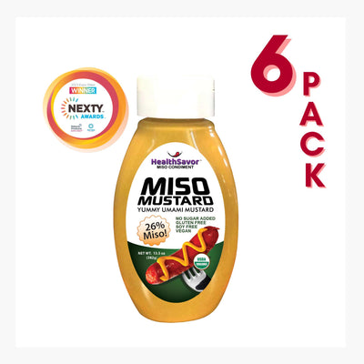 Miso Mustard, Organic, Vegan, Plastic Neutral, HealthSavor Brand, Wholesale, 6 Pack - 13.5 oz bottles
